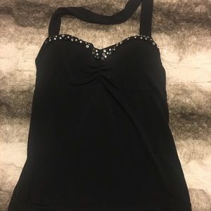 Sparkly Black Halter Top